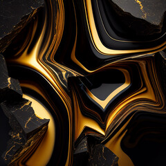 Black and gold marble texture. Mixed stone textures background. Generative AI.