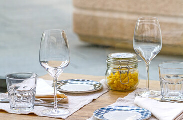 Close-up view of table setting in the restaurant
