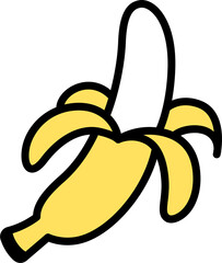 Peeled banana hand drawn doodle icon