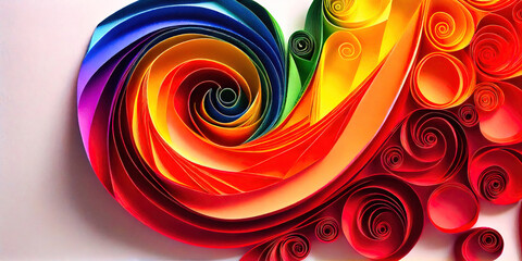 Paper Quilling design - colorful polychromatic rainbow paper quilling design created by generative AI