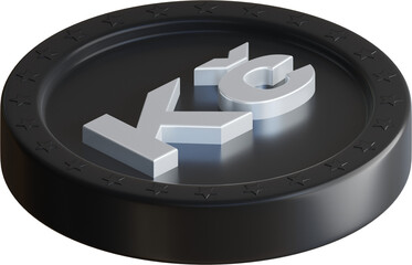 Czech koruna coin 3d render illustration