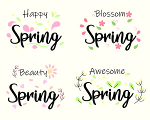 Spring label set collection with flower and blossom theme