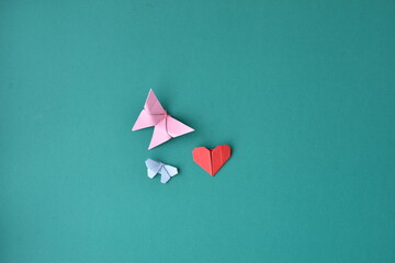 Origami love and butterfly