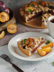 A piece of a plum cake