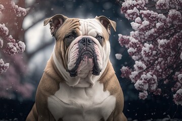 bulldog puppy portrait, Generative AI Digital Illustration