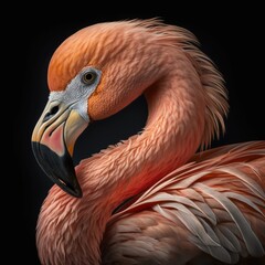 pink flamingo portrait, Generative AI Digital Illustration