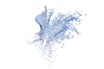 液体が缶に衝突し、白い背景に水しぶきを上げている様子の 3 D イラストレーション