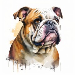 english bulldog portrait, Generative AI Digital Illustration