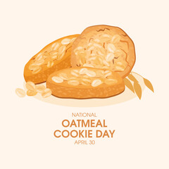 National Oatmeal Cookie Day vector illustration. Sweet cookies with oat flakes icon vector. Wholemeal round biscuits drawing. April 30. Important day