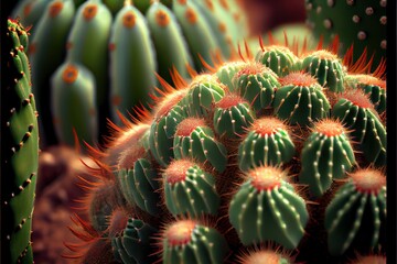 Cactus unique patterns, Natural plant closed up (Ai generated)