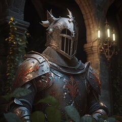 Chevalier, héros dans un château de fantasy AI generative