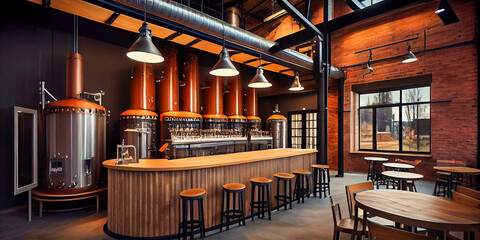 Microbrewery interior design made by generative AI