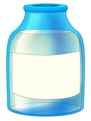 Cartoon element glass bottle for liquid or medicine container isolated illustration for children