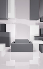 Podium product display with cube white Aesthetic space Realistic 3D Illustration