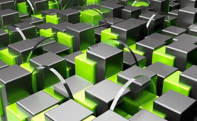 Abstrack geometric shape green Background Realistic 3D Illustration