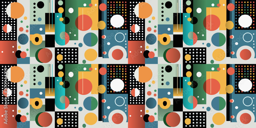 Poster geometric vector wallpaper with scandinavian abstraction and swiss geometric shapes. flat, minimal, 
