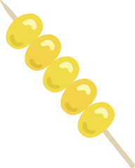 焼き鳥の、銀杏の串焼きのイラスト