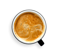 Coffee lover. Top view of hot Coffee cup on png background. mug on transparent background.  top...