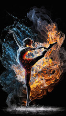 ballerina dancing on fire, generated by generative AI
