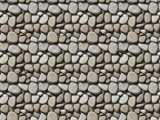 Sea stones seamless pattern. Naturally polished and rounded river pebbles repeating background
