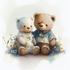 Two Teddy Bears In Love, By Generative AI
