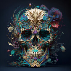 Sugar Skull Gothic Dark Romance Skull Art | Digital Art | AI Generated
