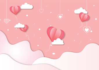 pink background with hearts and butterflies