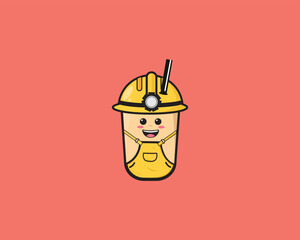 Boba Cute construction icon design