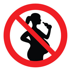 Don't drink alcohol during pregnancy. No alcohol for pregnant women, prohibition sign, vector illustration