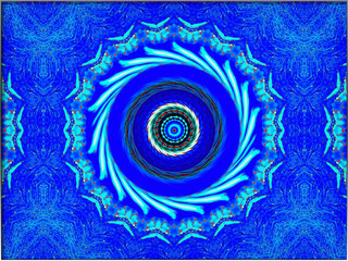 Abstract, Blue Circular Swirls, and Patterns, within a Border