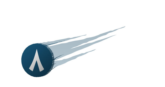 February 11 2023 Illustration of the crypto crash of the asset token DCN coin coin falls with fire and smoke. Transparent background, no background. Depeg of dentacoin 