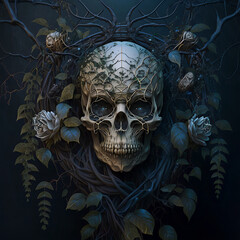Gothic Horror Cascading Skull | Digital Art | Surreal | Mysterious | Skull Art | AI Generated
