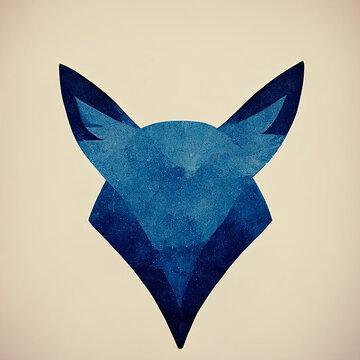 Minimalist Blue Fox Head Logo Generative AI