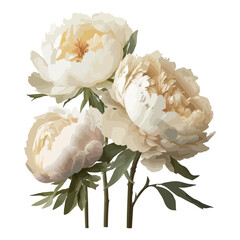 Peonies flowers on a white background, isolate. Vector stock illustration eps10.