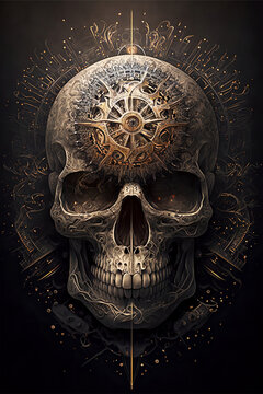 Sugar Skull Gothic Dark Romance Elegant Timeless Skull Art  | Digital Art | AI Generated
