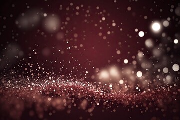 Defocused abstract maroon lights background, bokeh lights , concept. Maroon texture. Maroon and silver glow particle abstract background. Generative AI.