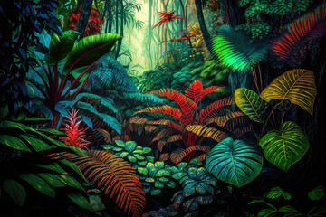 Wallpaper, background, theme, desktop, desktop, wall ornament, painting, biome of colorful tropical rain forest