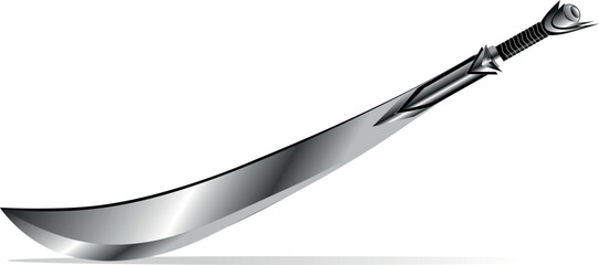 A light sabre, Machete forged from cold steel glistens with danger.