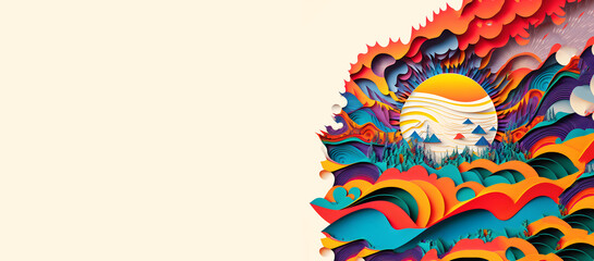 Climate Change Papercut Banner. Planet World Creation. Paper Origami. Generative AI Illustration.