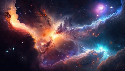 Obraz na płótnie Canvas Exploring the Celestial Realms of a Fantasy Space Sky, Ai Generative