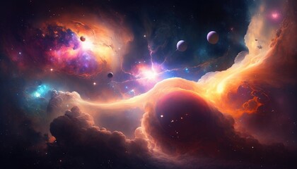 Exploring the Celestial Realms of a Fantasy Space Sky, Ai Generative