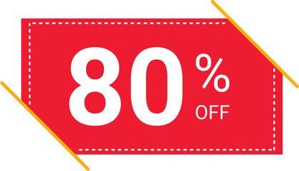 Red Discount 80% Off Vector Illustration