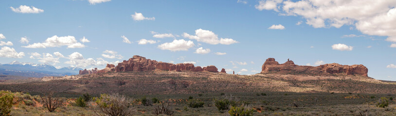 Fototapeta na wymiar red rock formations at arches national park panorama utah