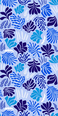 Abstract background with leaves and flowers, Matisse style. Vector seamless pattern with Scandinavian cut out elements.