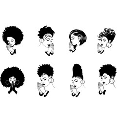 Afro Women Pray Bundle SVG