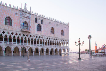 Fototapeta premium Beautiful view of the Doge's Palace and St. Mark's column on Piazza San Marco in Venice, Italy
