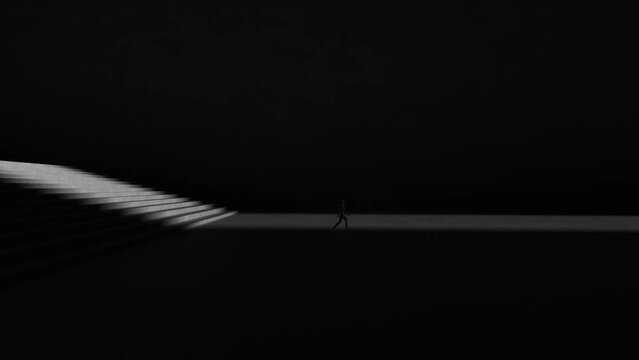 person walking and light 3d