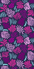 Abstract background with leaves and flowers, Matisse style. Vector seamless pattern with Scandinavian cut out elements.