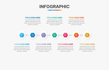 Fototapeta na wymiar 7 Steps Options Timeline Business Infographic Template Design
