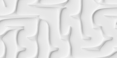 Obraz premium Offset white organic rounded lines shapes geometrical background wallpaper banner pattern